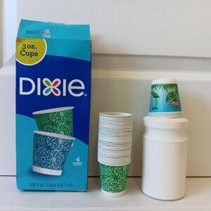 Dixie Everyday Decorate 3.0 oz Paper Cups Green/Blue and Holder - 246 Cups Total